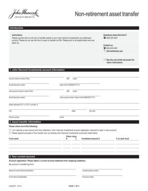 John Hancock Non-Retirement Asset Transfer Form
