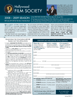 SAG Hollywood Film Society Membership Application