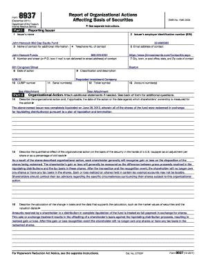 Form 8937 Report Affecting Basis of Securities