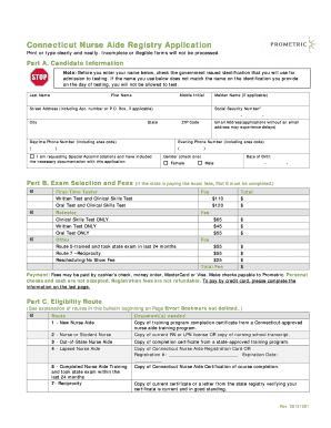 Connecticut Nurse Aide Registry Application