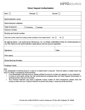 Direct Deposit Authorization Form
