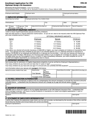 VRS-39 Optional Group Life Insurance Enrollment Application