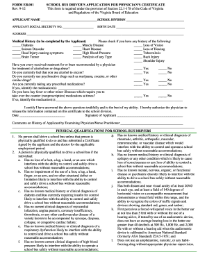 School Bus Driver’s Physician’s Certificate