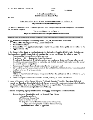 ISEF Forms and Research Plan