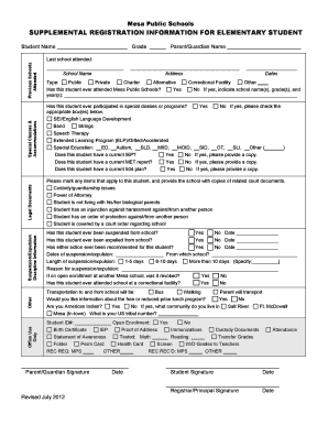 Mesa Public Schools Supplemental Registration Form