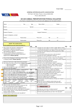 Arizona Annual Preparticipation Physical Evaluation