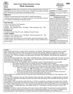Fifth Grade Plant Assessment Form
