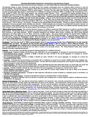 Tennessee Real Estate Commission E&O Insurance Enrollment Form
