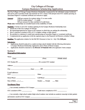City Colleges of Chicago Campus Bookstore Scholarship Application