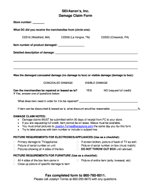 SEI/Aaron’s Damage Claim Form