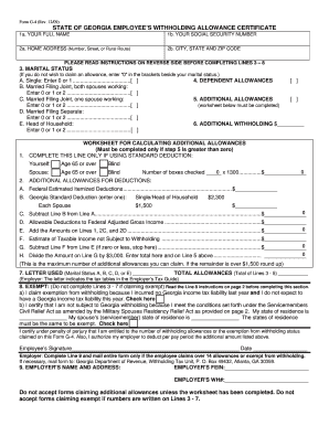 Georgia Employee’s Withholding Allowance Certificate