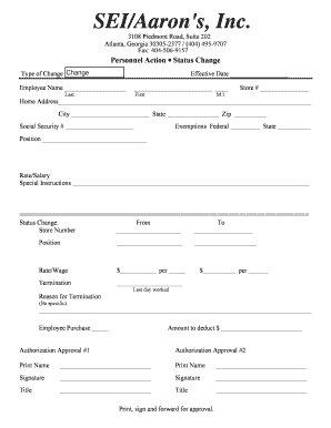 Employee Status Change Form