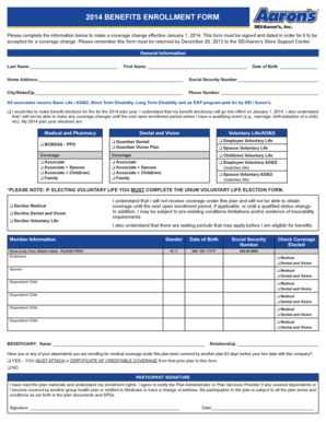 2014 Benefits Enrollment Form