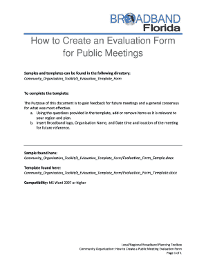 Public Meeting Evaluation Form