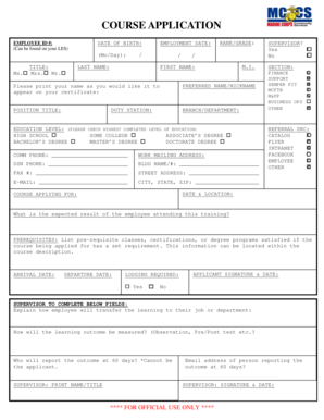 Course Application Form