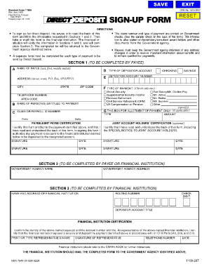 US Federal Direct Deposit Sign-Up Form