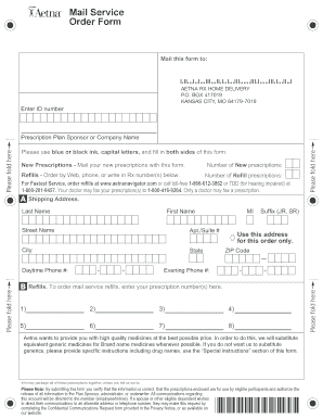 Aetna Rx Home Delivery Order Form