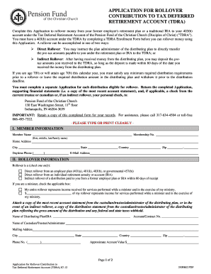 Application for Rollover Contribution to Tax Deferred Retirement Account (TDRA)