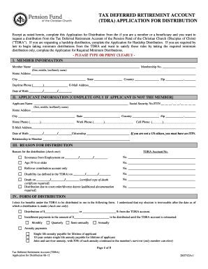 Tax Deferred Retirement Account (TDRA) Application for Distribution