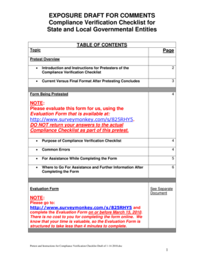Compliance Verification Checklist for State and Local Governmental Entities