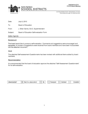 Approval of Board of Education Self-evaluation Form - archive sbunified