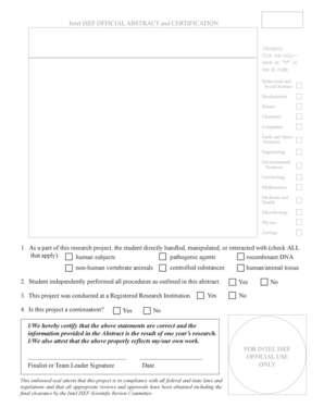 Intel ISEF Abstract and Certification