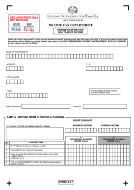 Kenya Partnership Tax Return Form I.T.2 P