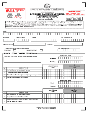 Kenya Domestic Tax Return Form I.T.2C
