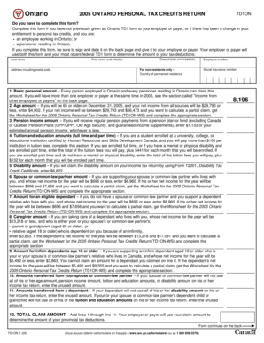 Ontario Personal Tax Credits Return TD1ON