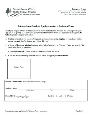 Foreign Student Application Form - Saskatchewan Rivers School ...