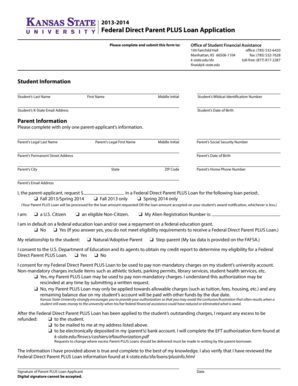Federal Direct Parent PLUS Loan Application