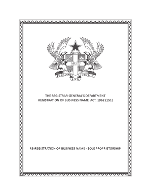Business Name Re-Registration Sole Proprietorship Form