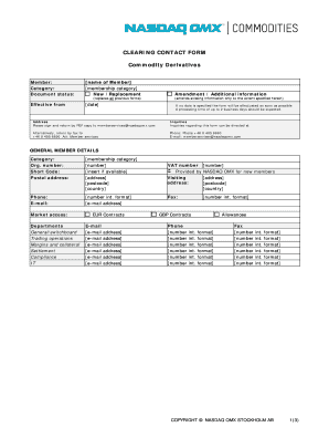 NASDAQ OMX Clearing Contact Form