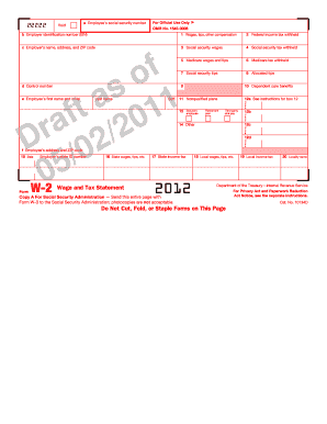 IRS Form W-2 Draft 2012