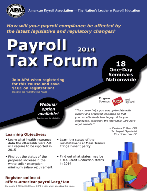 Payroll Tax Forum 2014 Registration Form