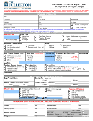Personnel Transaction Report Form