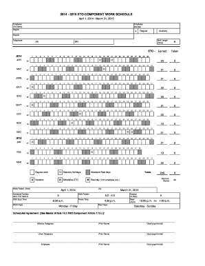 2014-2015 ETO Component Work Schedule