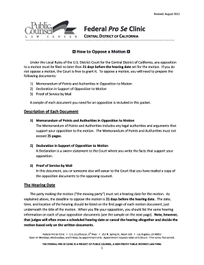 Opposition to Motion Template