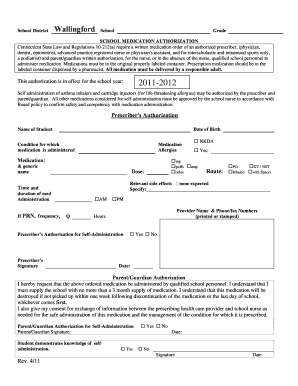 School Medication Authorization Form
