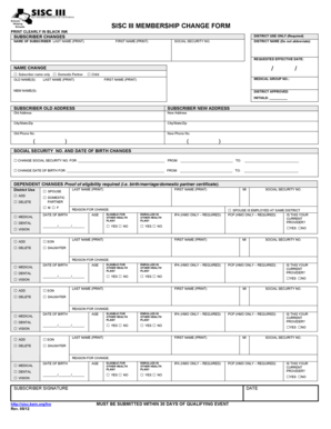 SISC III Membership Change Form