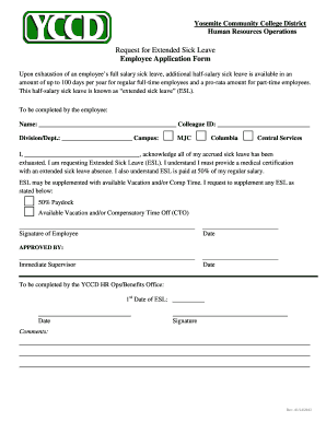 Request for Extended Sick Leave Form - Yosemite Community ... - yosemite