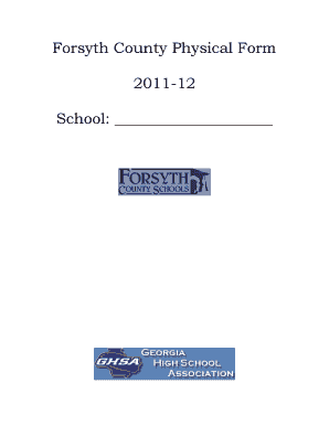 Forsyth County Preparticipation Physical Evaluation Form