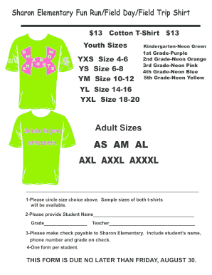 Field Day/Fun Run T-Shirt Order Form - forsyth k12 ga