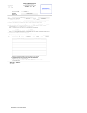 ILLINOIS STATE BOARD OF EDUCATION School Business Services Division Accounting Basis: X SCHOOL DISTRICT BUDGET FORM * July 1, 2012 - June 30, 2013 Cash Accrual Unbalanced budget, however, a deficit reduction plan is not required at this time