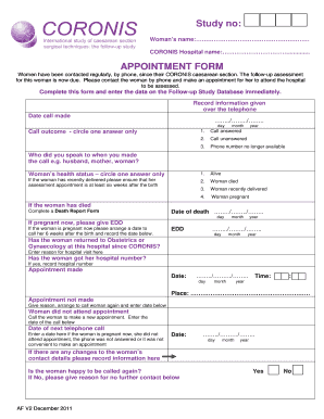 CORONIS Appointment Form