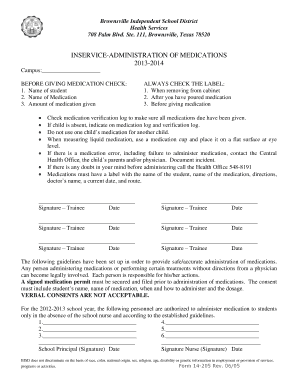 School Medication Administration Form
