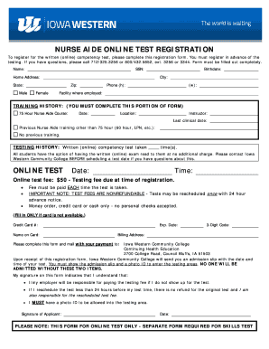 Nurse Aide Online Test Registration Form