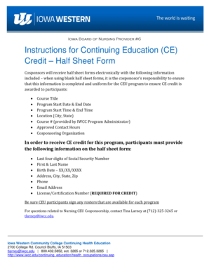 Iowa Board of Nursing Continuing Education Form