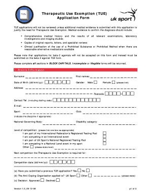 Therapeutic Use Exemption Application Form