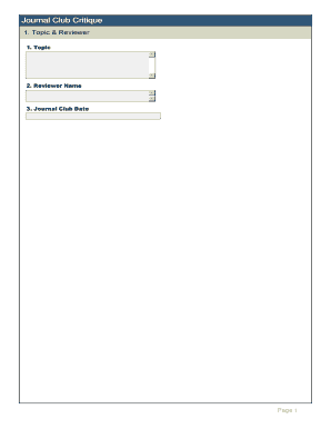 Journal Club Critique Form